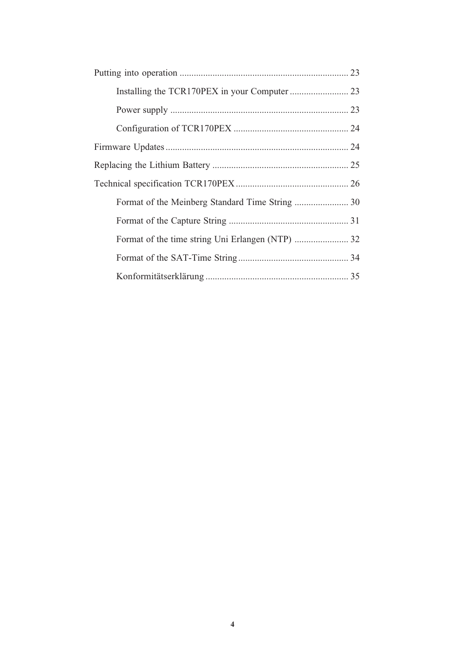 Meinberg TCR170PEX User Manual | Page 4 / 36