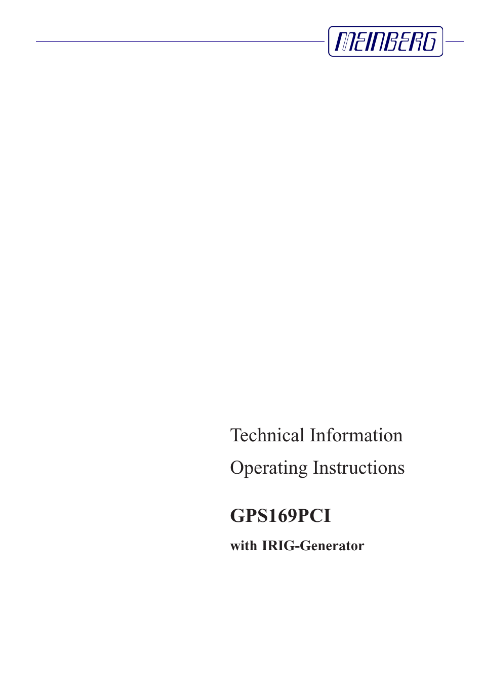 Meinberg GPS169PCI User Manual | 34 pages