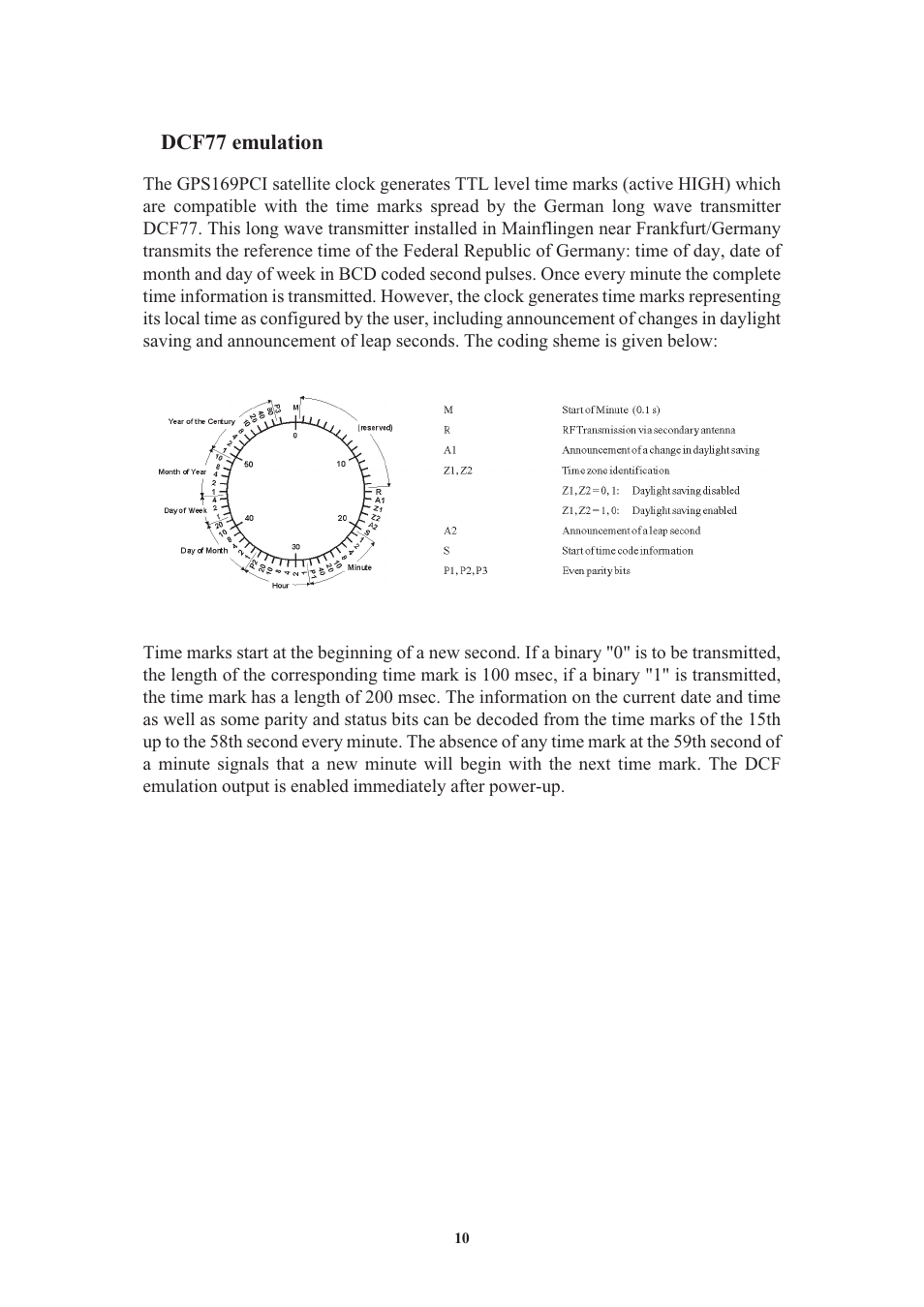 Dcf77 emulation, Connectors and leds in the rear slot cover | Meinberg GPS169PCI User Manual | Page 10 / 34