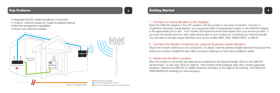 Key features, Determine the best location | Cradlepoint CBA750 User Manual | Page 3 / 11