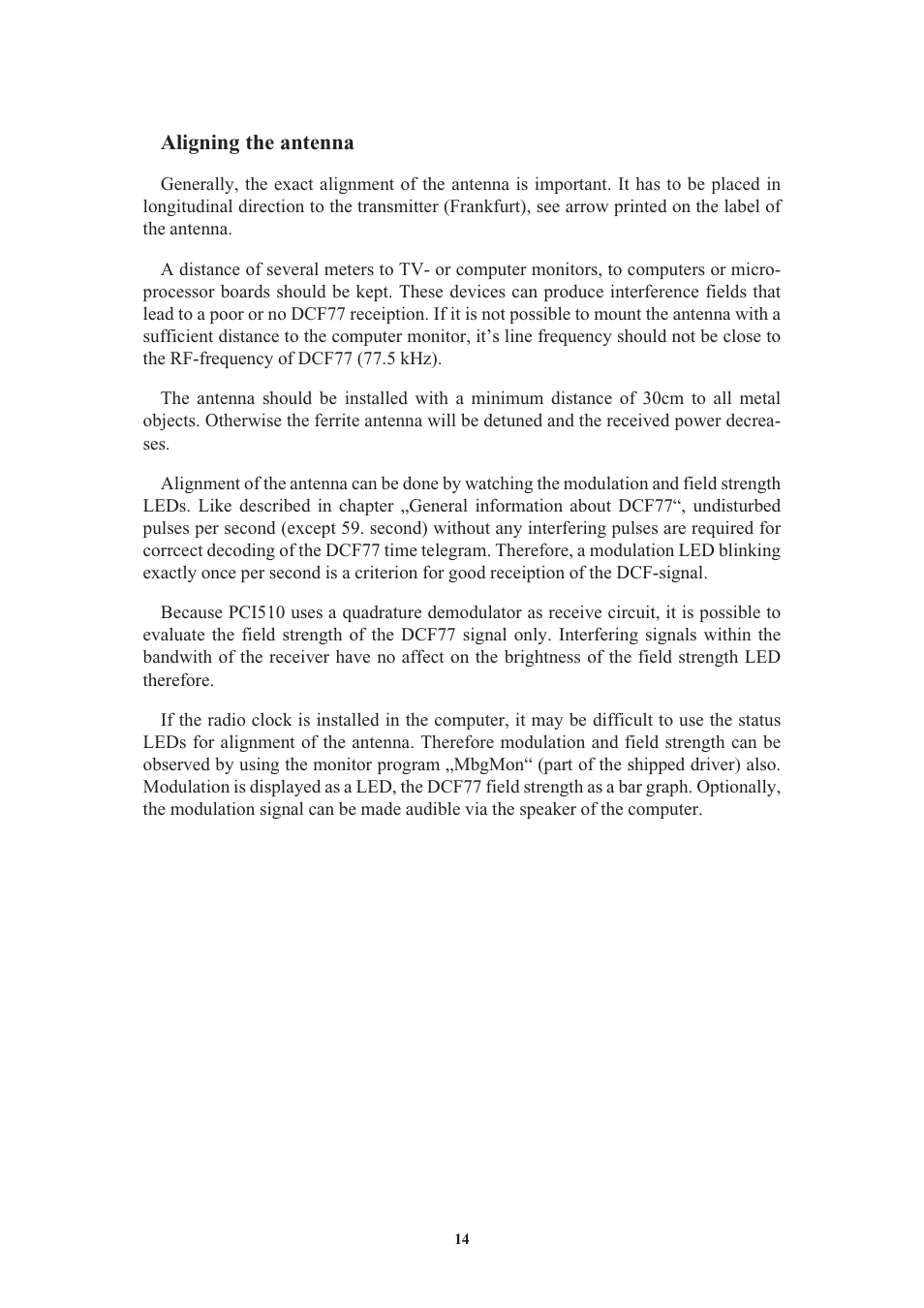 Aligning the antenna | Meinberg DCF77 PCI510 User Manual | Page 14 / 22