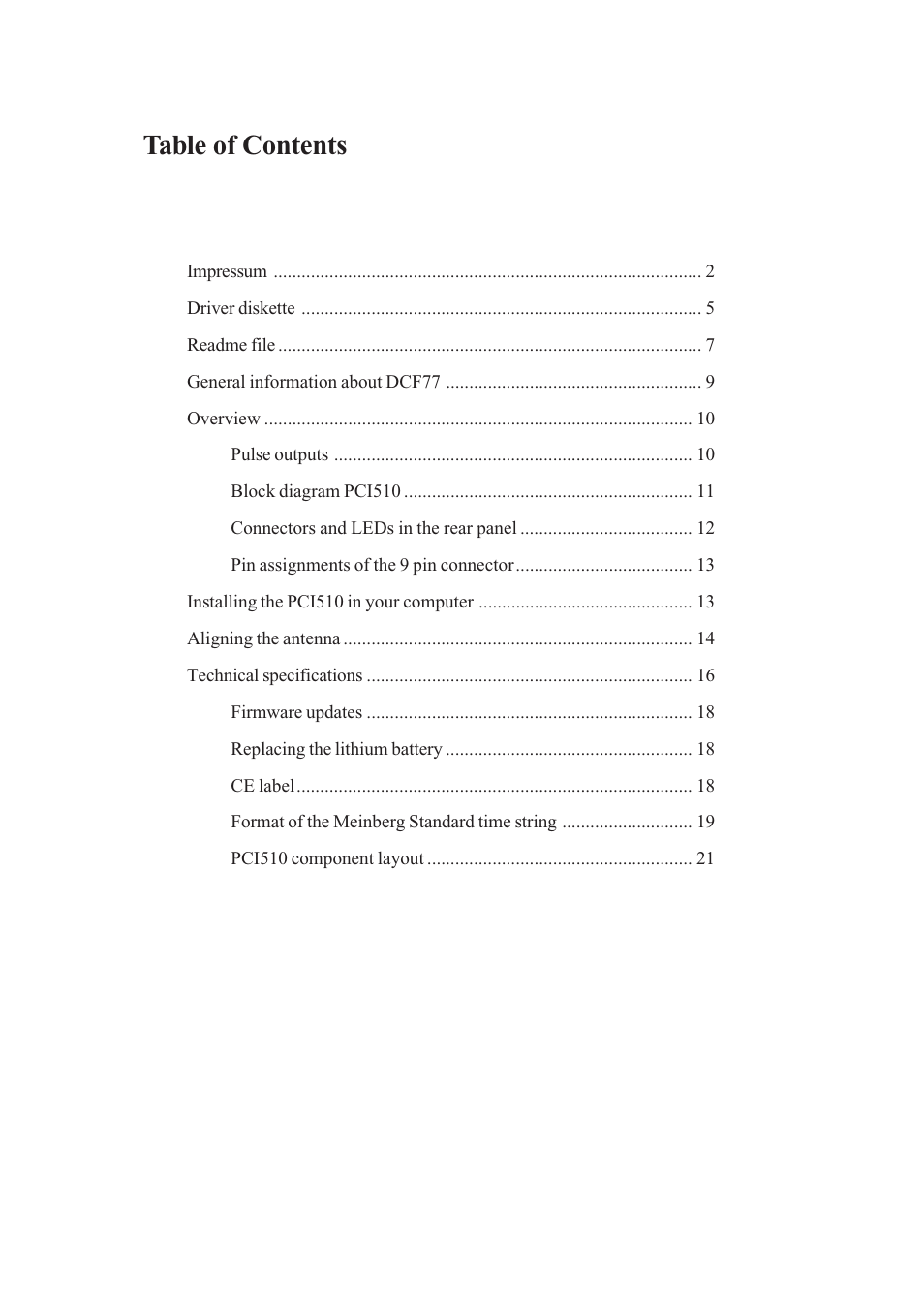 Meinberg DCF77 PCI510 User Manual | Page 3 / 22