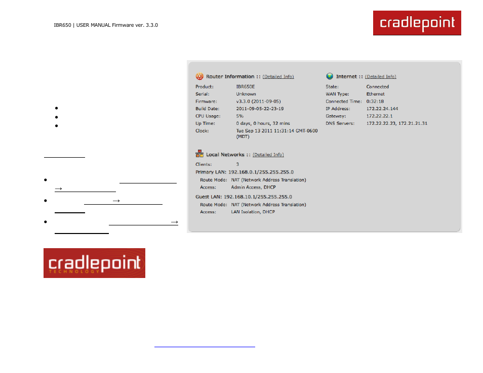 2 dashboard | Cradlepoint IBR650 User Manual | Page 28 / 131