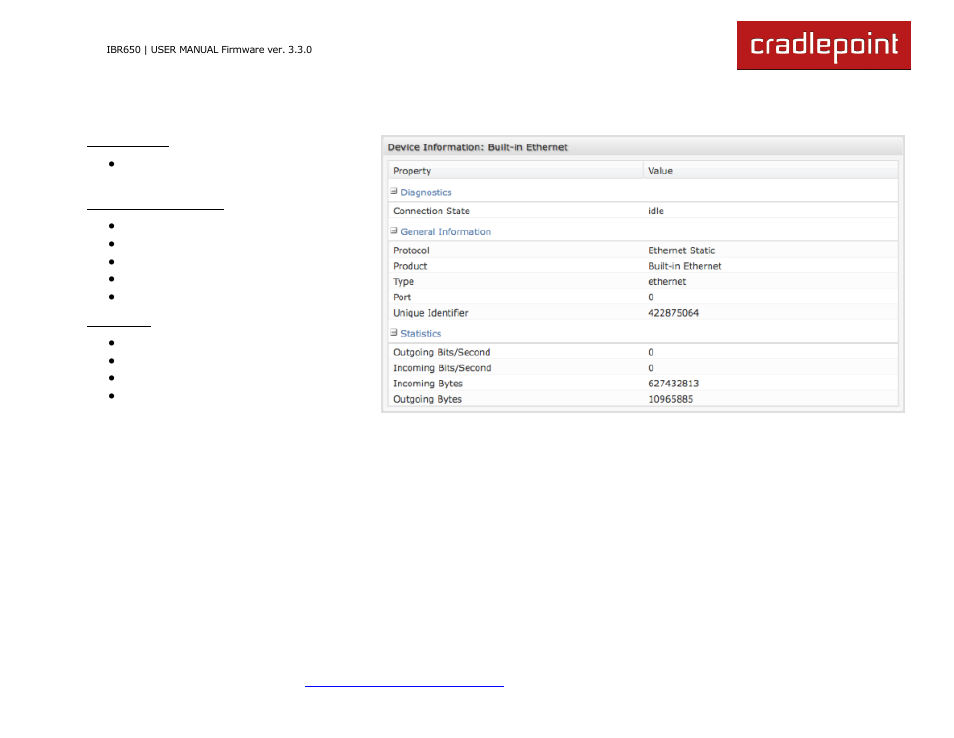Ethernet | Cradlepoint IBR650 User Manual | Page 34 / 131