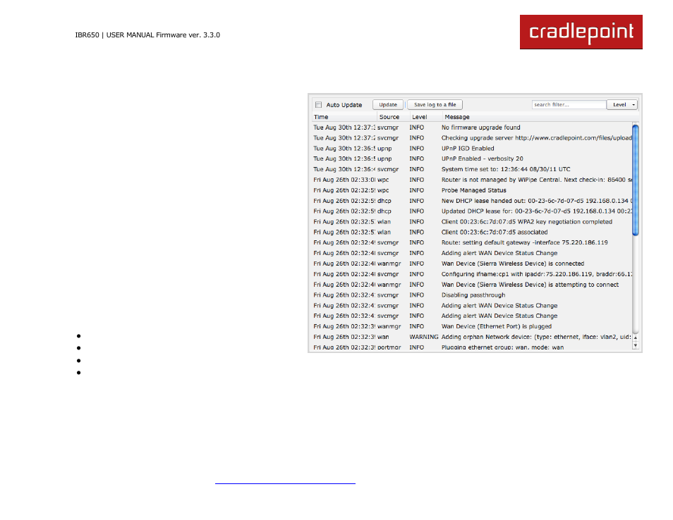 7 system logs | Cradlepoint IBR650 User Manual | Page 38 / 131