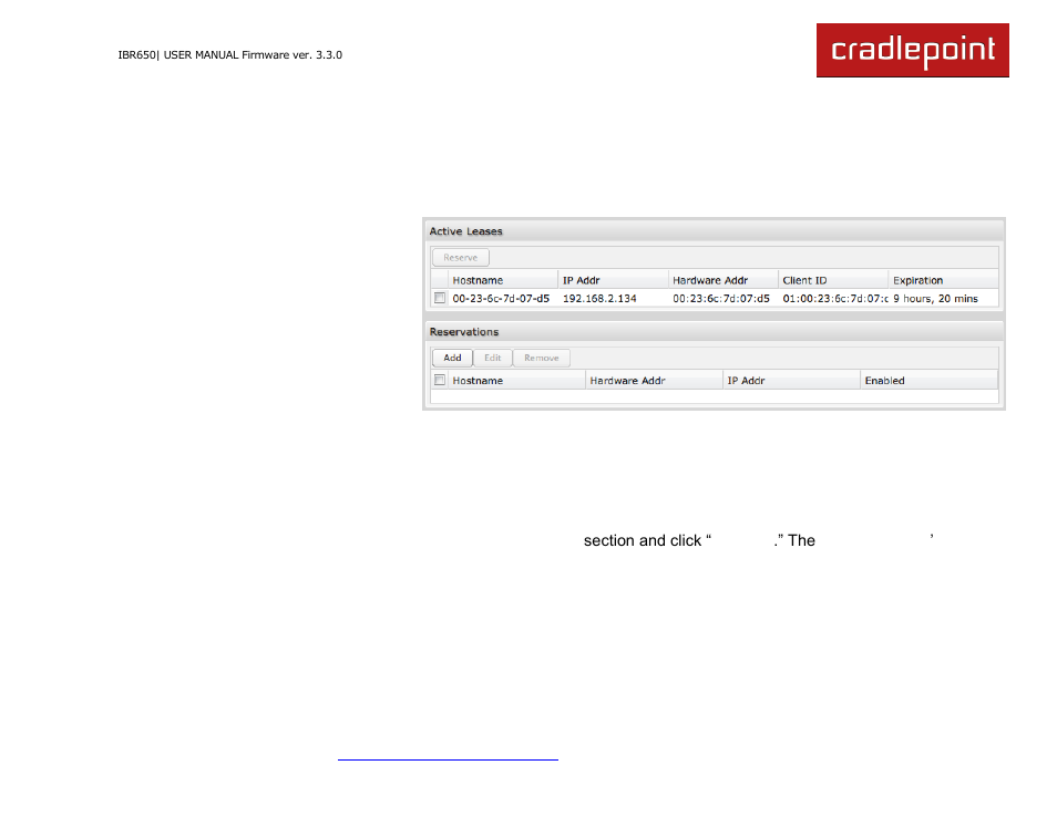 2 dhcp server (advanced mode only) | Cradlepoint IBR650 User Manual | Page 44 / 131