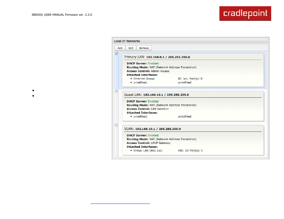 5 local networks | Cradlepoint IBR650 User Manual | Page 53 / 131