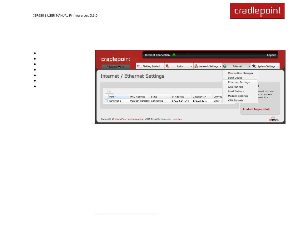 7 internet | Cradlepoint IBR650 User Manual | Page 68 / 131