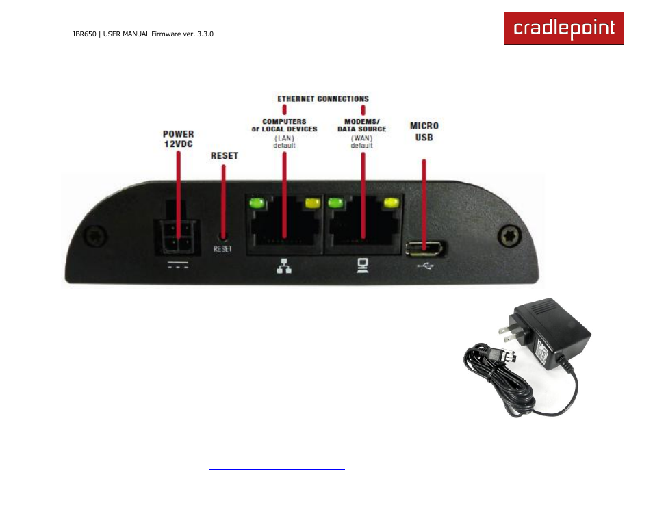 1 ports, leds, and switches | Cradlepoint IBR650 User Manual | Page 8 / 131