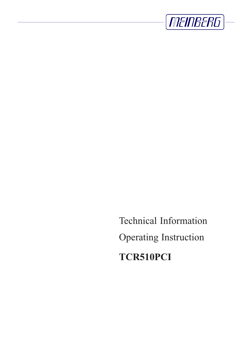 Meinberg TCR510PCI User Manual | 20 pages