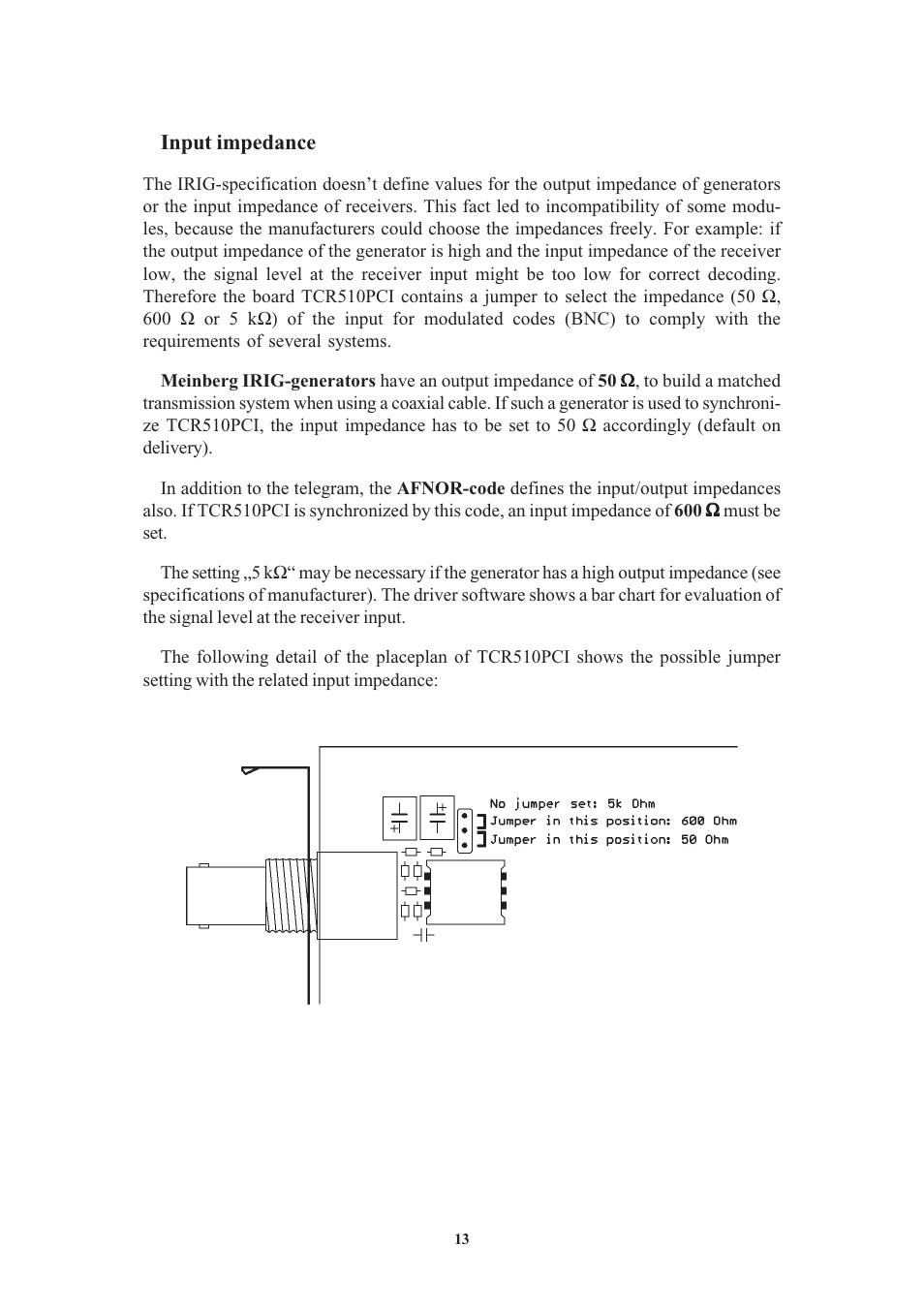 Input impedance | Meinberg TCR510PCI User Manual | Page 13 / 20