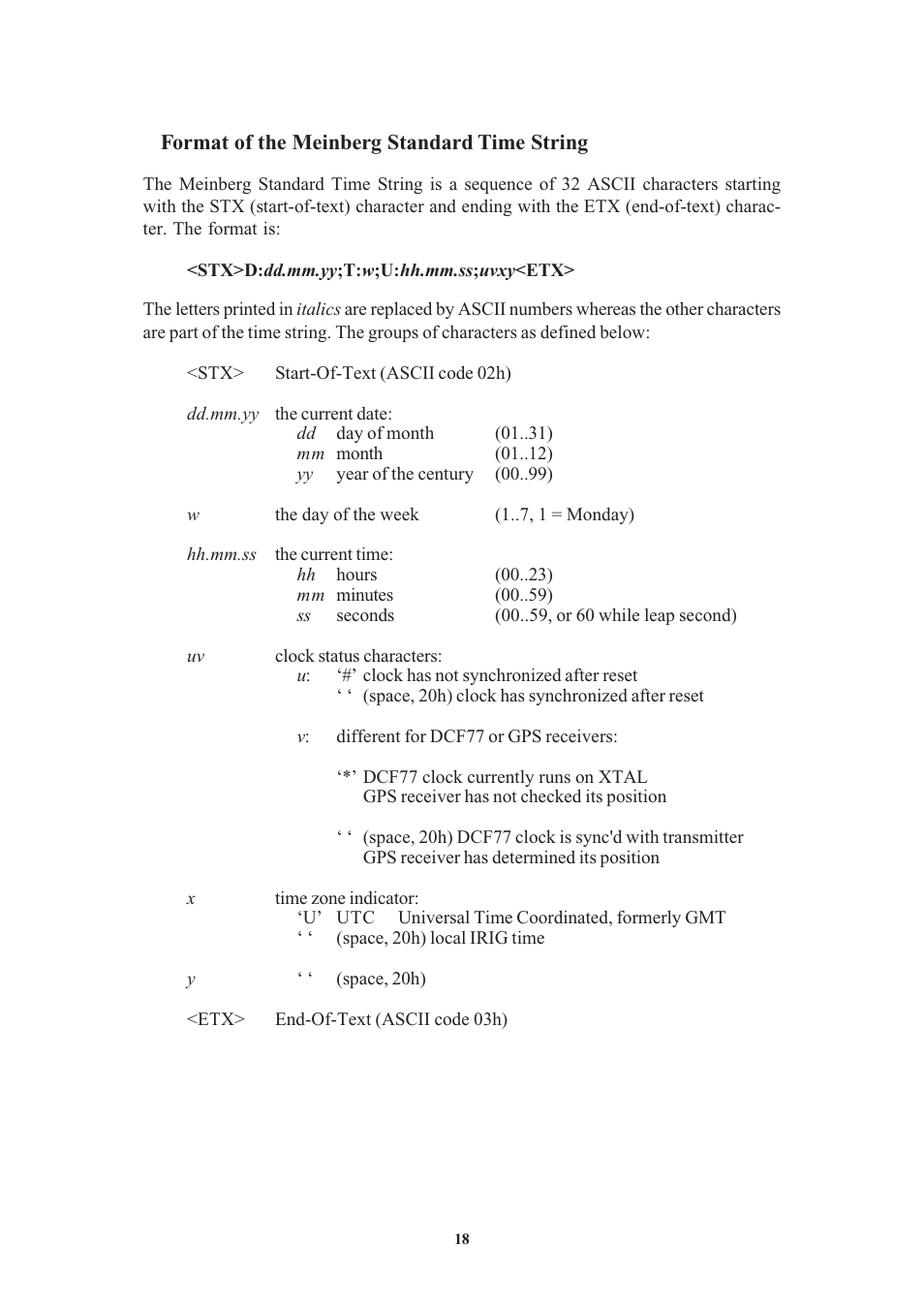 Format of the meinberg standard time string, Ce label | Meinberg TCR510PCI User Manual | Page 18 / 20