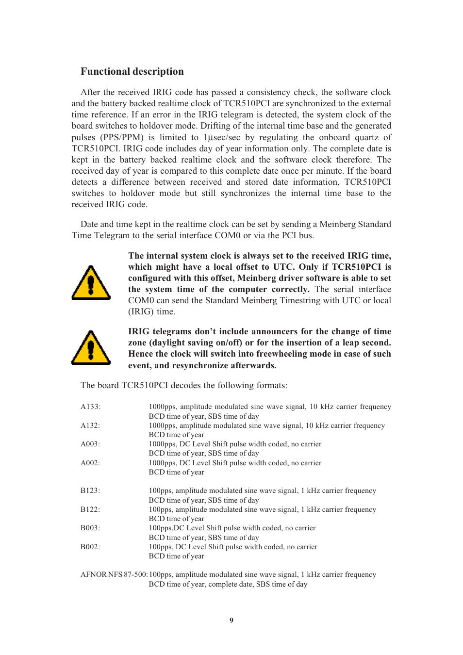 Functional description | Meinberg TCR510PCI User Manual | Page 9 / 20