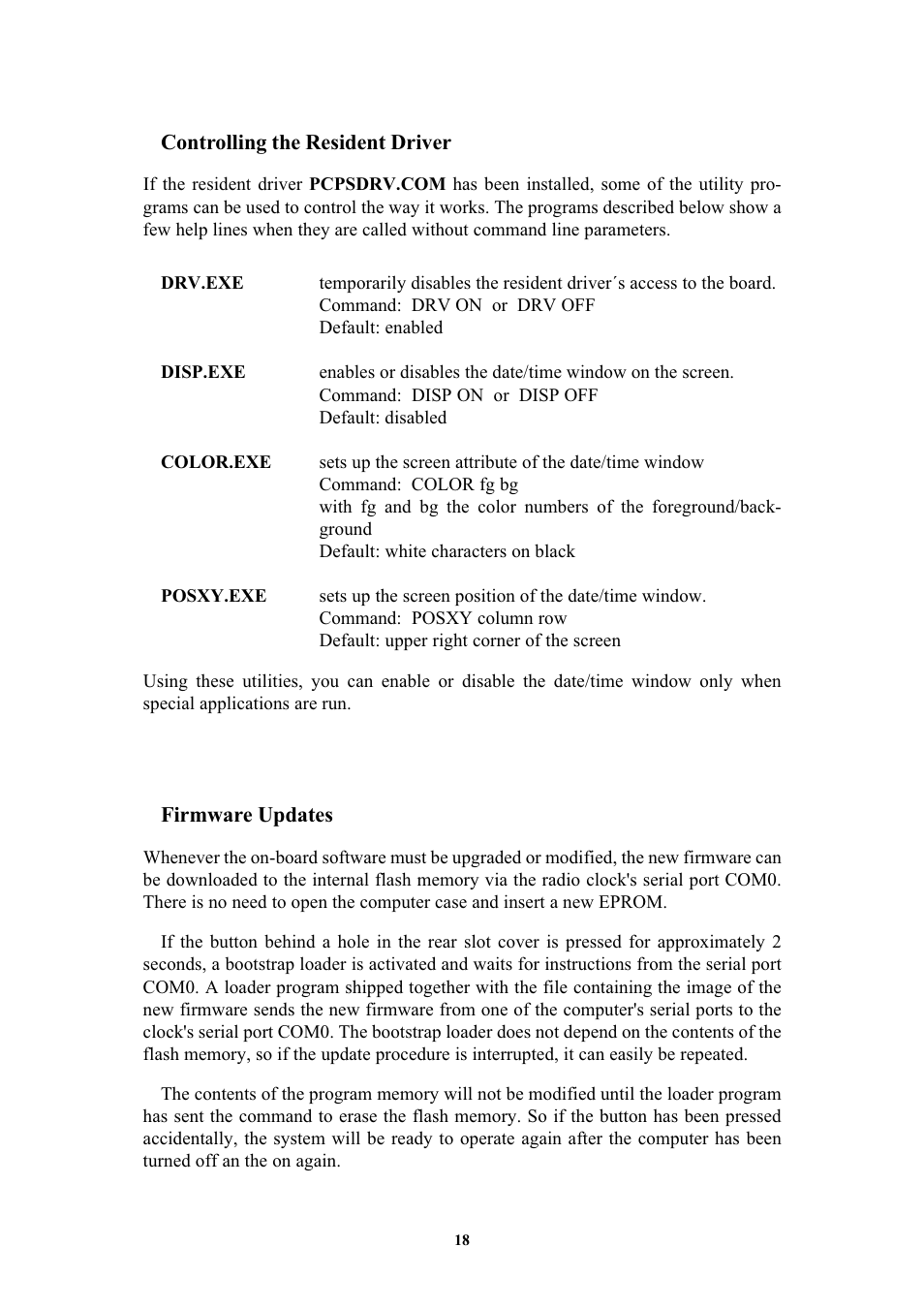 Controlling the resident driver, Firmware updates | Meinberg GPS167PC User Manual | Page 18 / 28