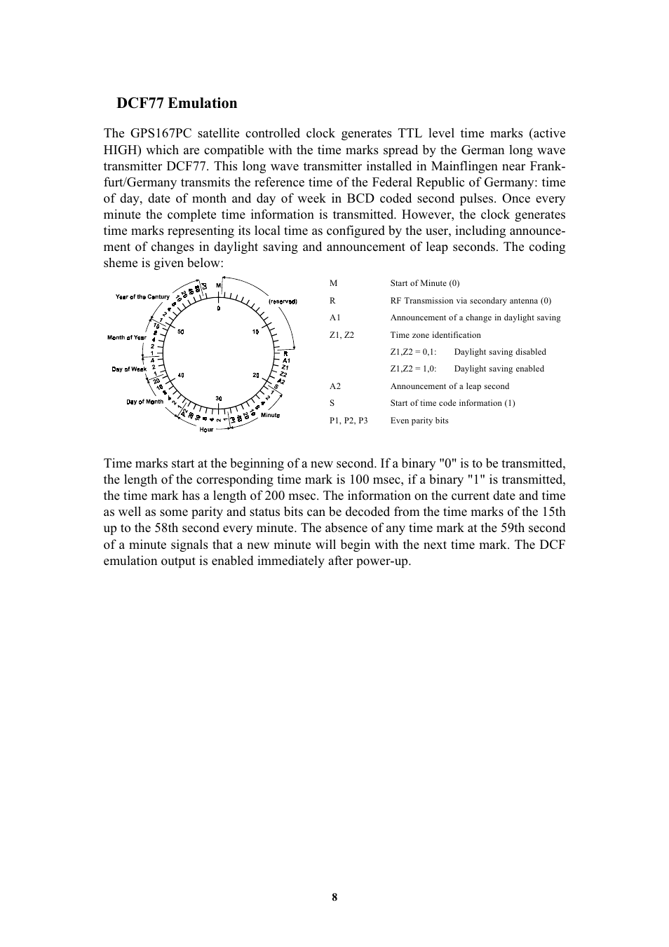 Dcf77 emulation | Meinberg GPS167PC User Manual | Page 8 / 28