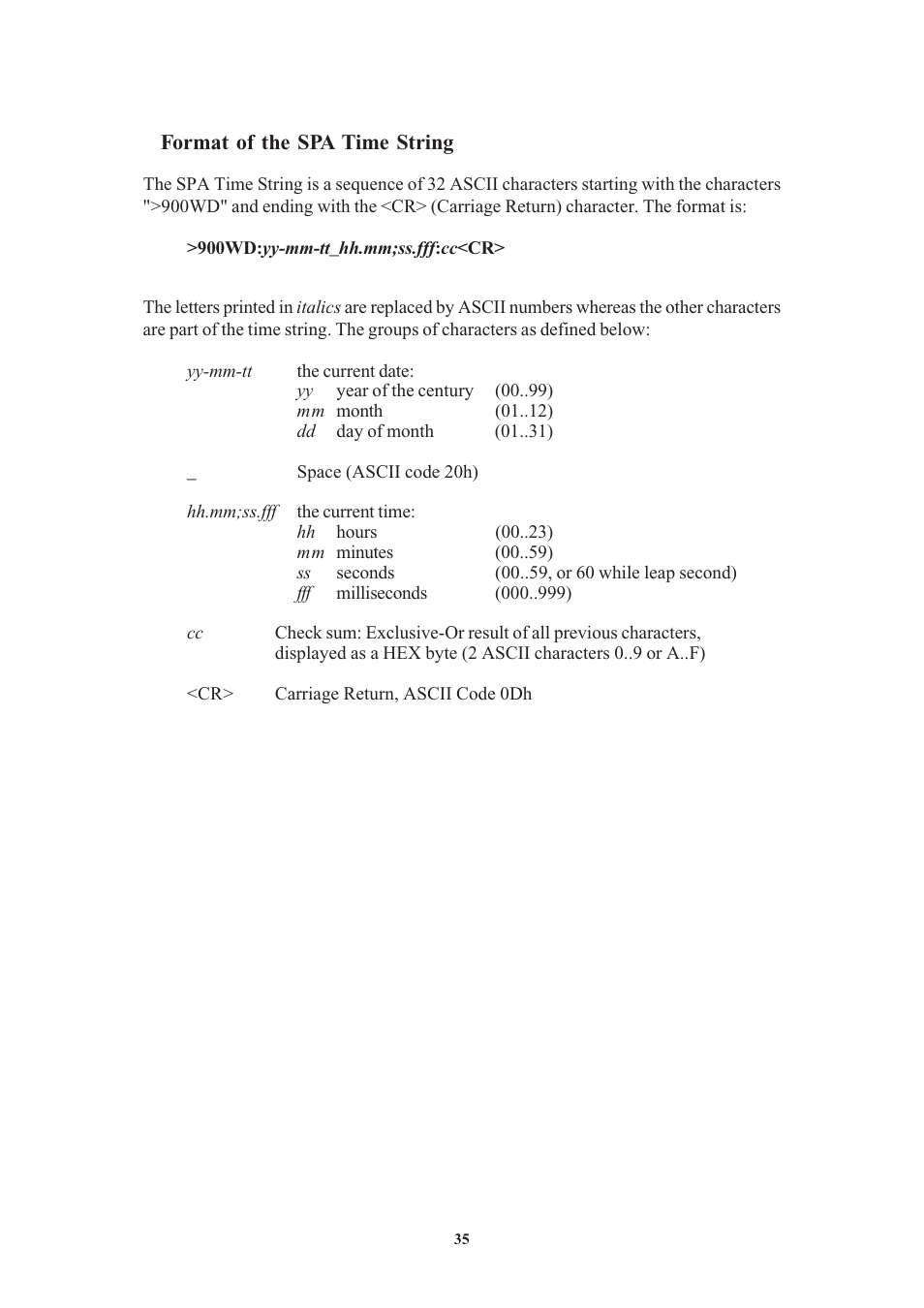 Format of the spa time string | Meinberg PZF600 User Manual | Page 35 / 40
