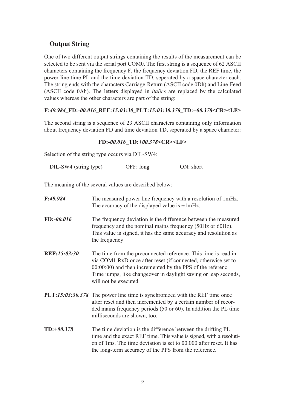 Output string | Meinberg FDM509 User Manual | Page 9 / 20