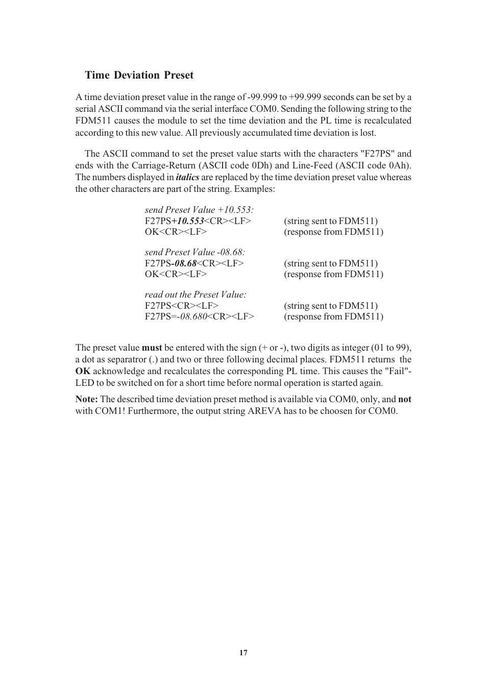 Time deviation preset | Meinberg FDM511 User Manual | Page 17 / 26
