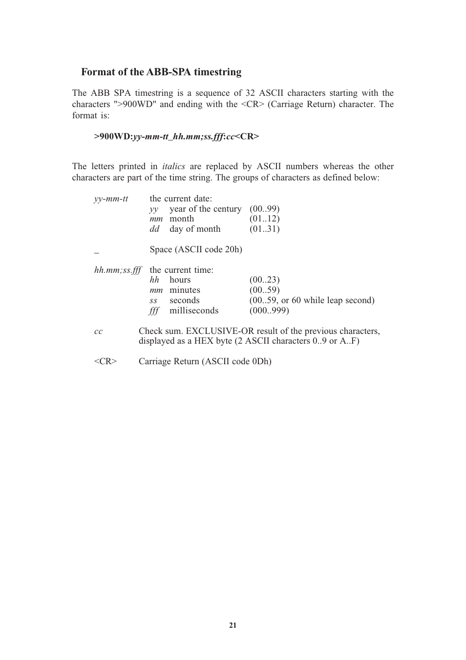 Format of the abb-spa timestring, Format of the time string uni erlangen (ntp) | Meinberg GPS161 User Manual | Page 21 / 30