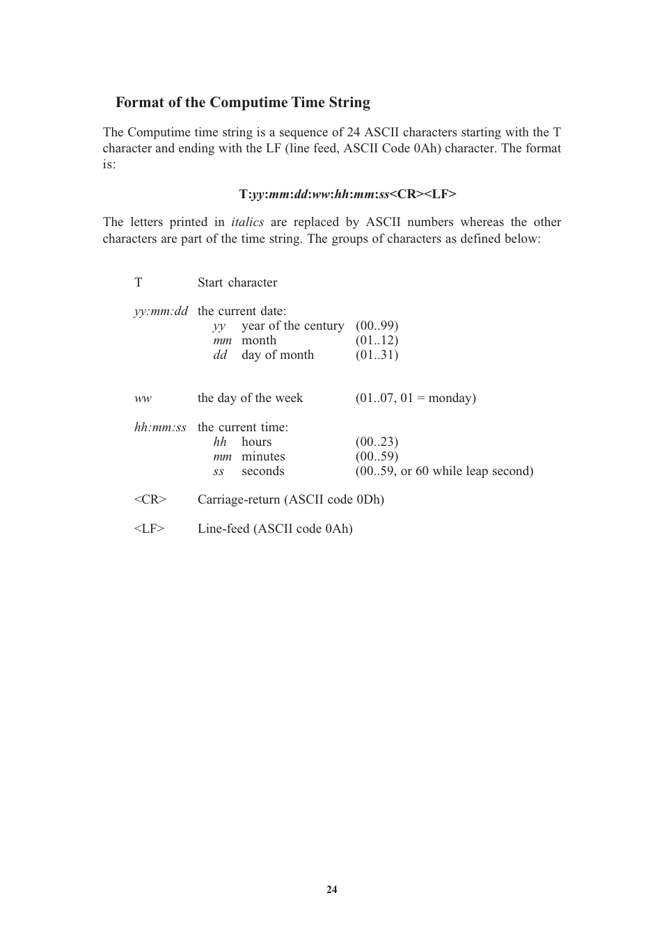 Format of the computime time string, Technical specifications of antenna | Meinberg GPS161 User Manual | Page 24 / 30