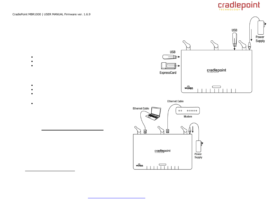 Quick start, Ireless, Etup | Sing a, Obile, Roadband, Cellular, Odem, Ired, Onnection | Cradlepoint WIPIPE MBR1000 User Manual | Page 10 / 130