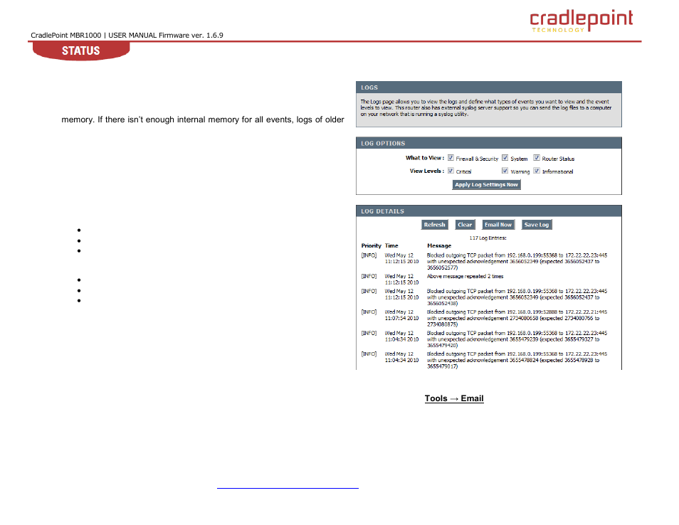 3 logs | Cradlepoint WIPIPE MBR1000 User Manual | Page 111 / 130