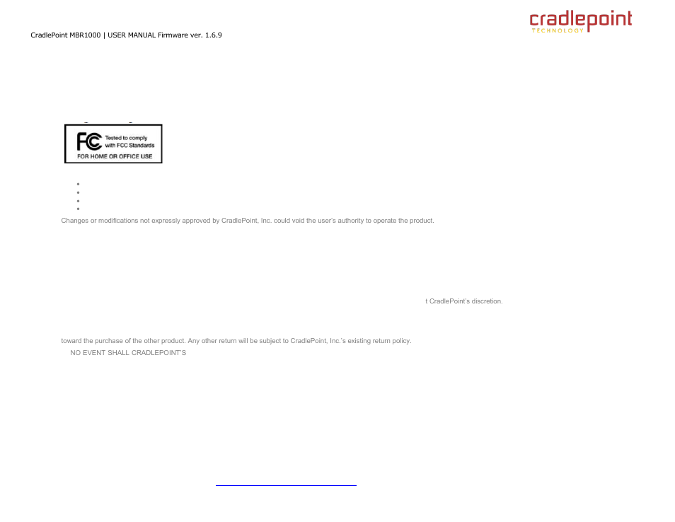 Appendix, Egulatory, Nformation | Arranty, 10 appendix, 1 regulatory information, 2 warranty information | Cradlepoint WIPIPE MBR1000 User Manual | Page 128 / 130