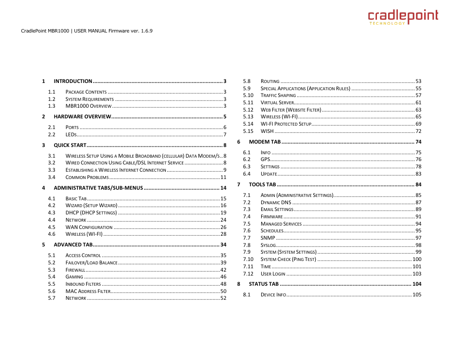 Cradlepoint WIPIPE MBR1000 User Manual | Page 3 / 130