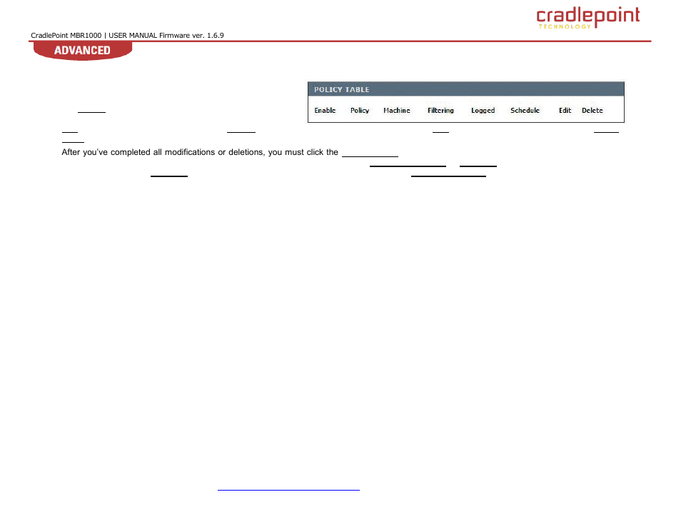 3 policy table | Cradlepoint WIPIPE MBR1000 User Manual | Page 40 / 130