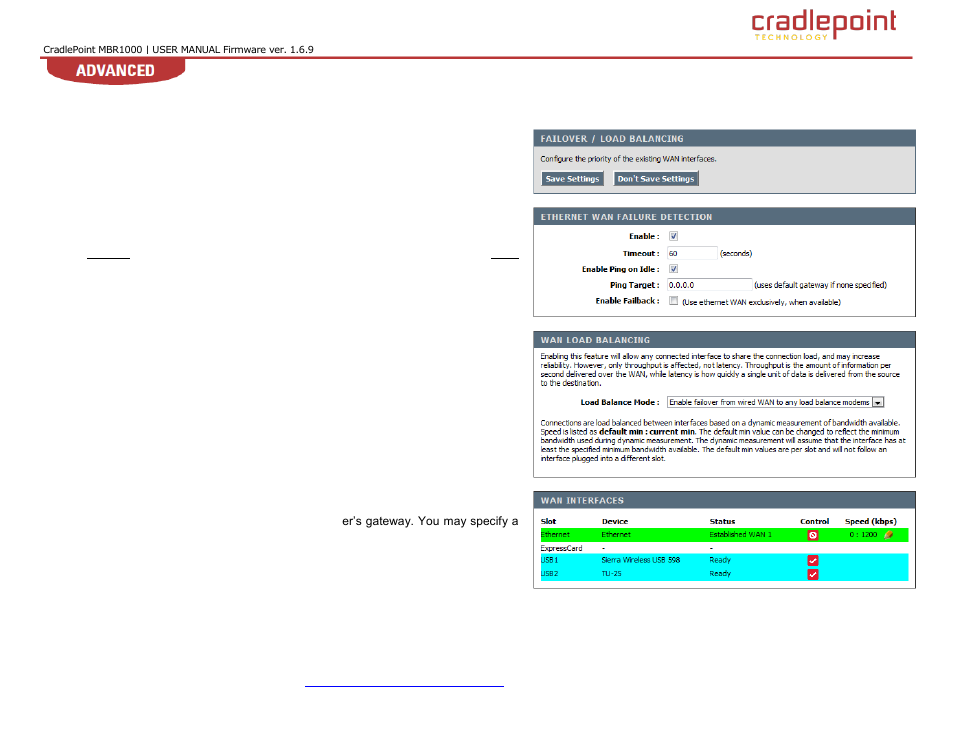 Ailover, Alance, 2 failover/load balance | Cradlepoint WIPIPE MBR1000 User Manual | Page 41 / 130