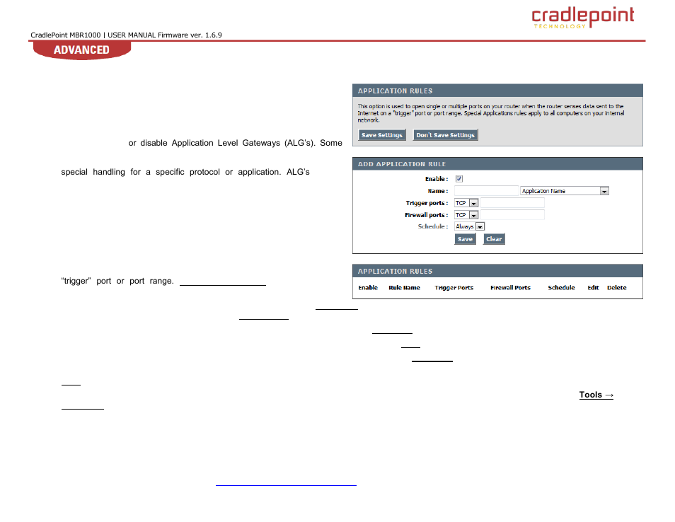 Pecial, Pplications, Pplication | Ules, 9 special applications (application rules) | Cradlepoint WIPIPE MBR1000 User Manual | Page 57 / 130