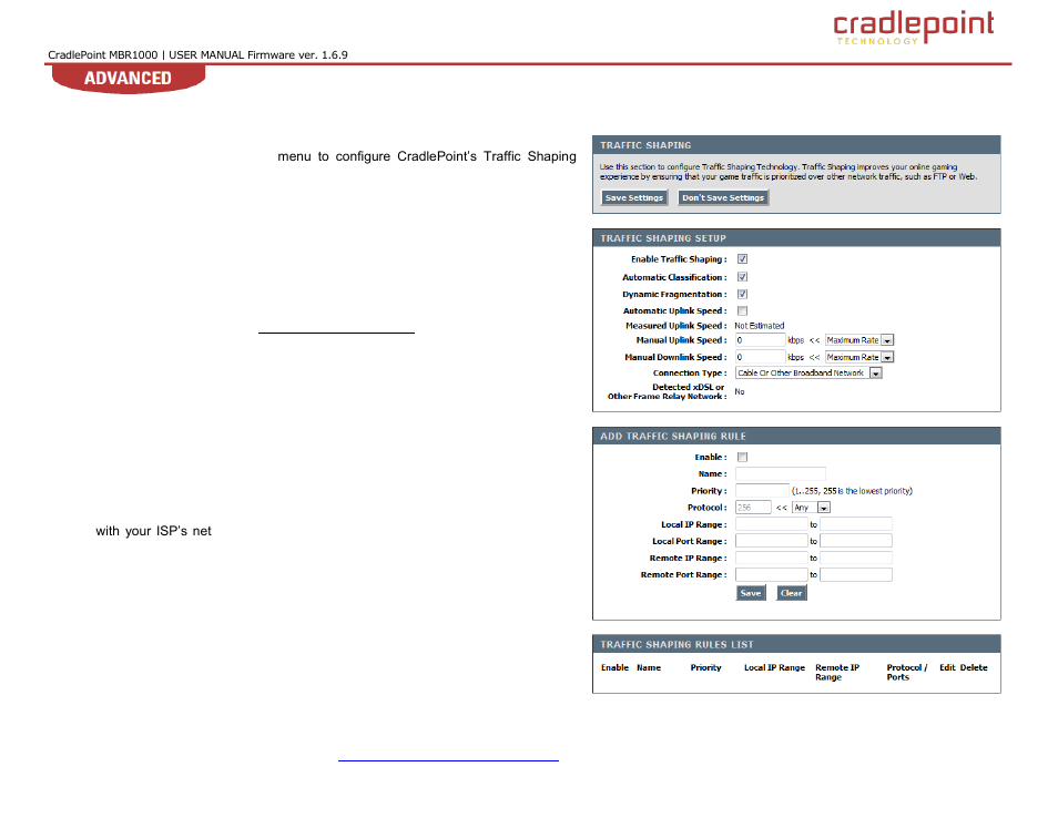 Raffic, Haping, 10 traffic shaping | Cradlepoint WIPIPE MBR1000 User Manual | Page 59 / 130