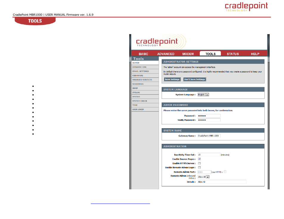 Tools tab, 7 tools tab | Cradlepoint WIPIPE MBR1000 User Manual | Page 86 / 130