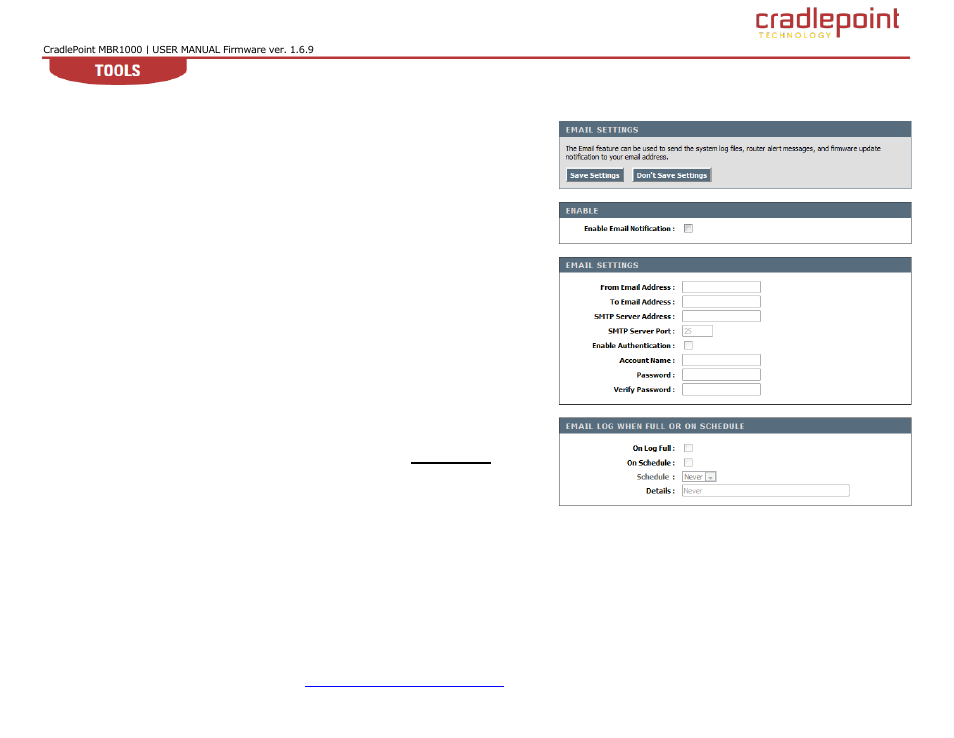 Mail, Ettings, 3 email settings | Cradlepoint WIPIPE MBR1000 User Manual | Page 91 / 130