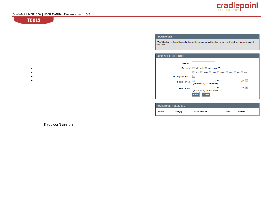 Chedules, 6 schedules | Cradlepoint WIPIPE MBR1000 User Manual | Page 97 / 130