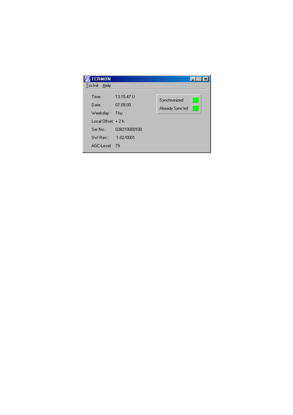 Setting the local offset from utc, Setting the tcrs initial time and date | Meinberg TCR509 User Manual | Page 19 / 22