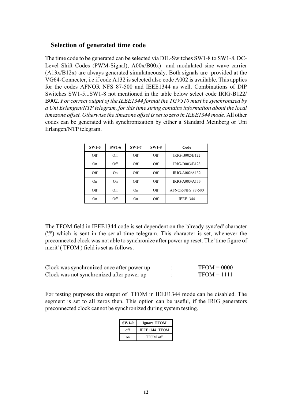 Selection of generated time code | Meinberg TCG510 User Manual | Page 12 / 22