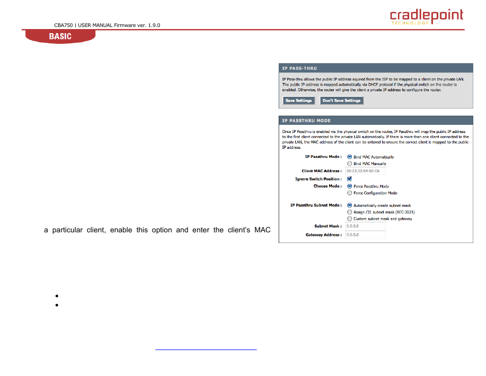 2 ip pass-thru | Cradlepoint WIPIPE CBA750 User Manual | Page 21 / 89