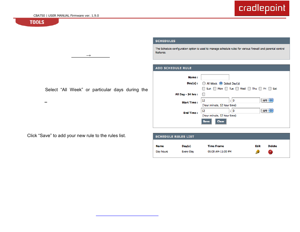 5 schedules | Cradlepoint WIPIPE CBA750 User Manual | Page 57 / 89