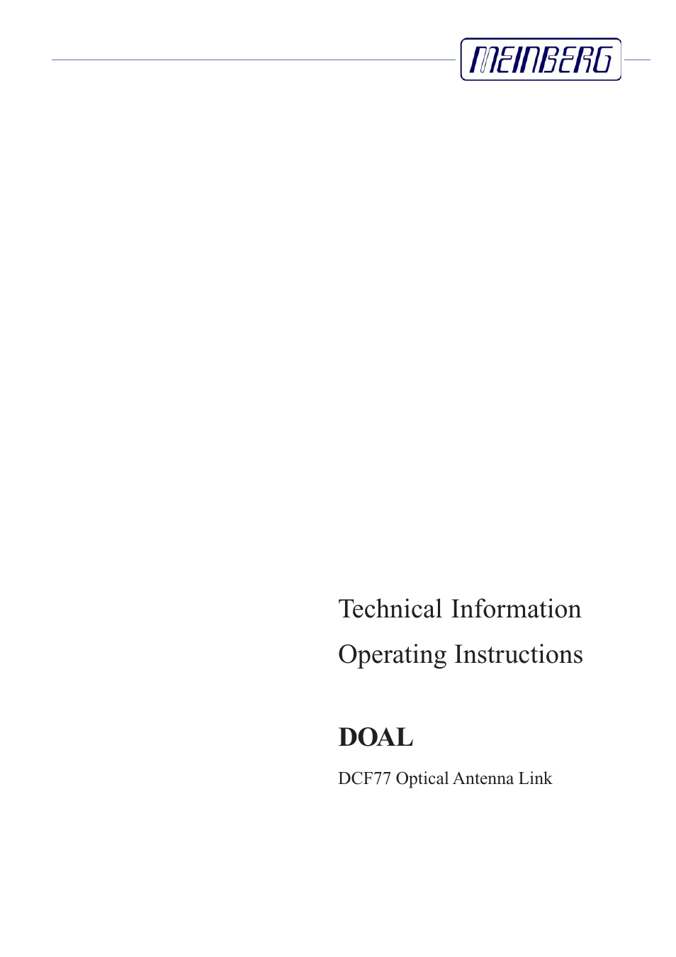 Meinberg DOAL User Manual | 10 pages