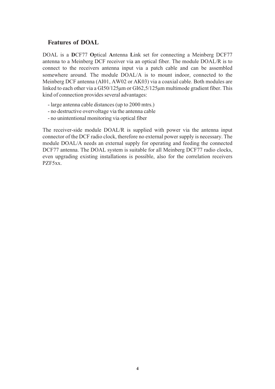 Features of doal | Meinberg DOAL User Manual | Page 4 / 10