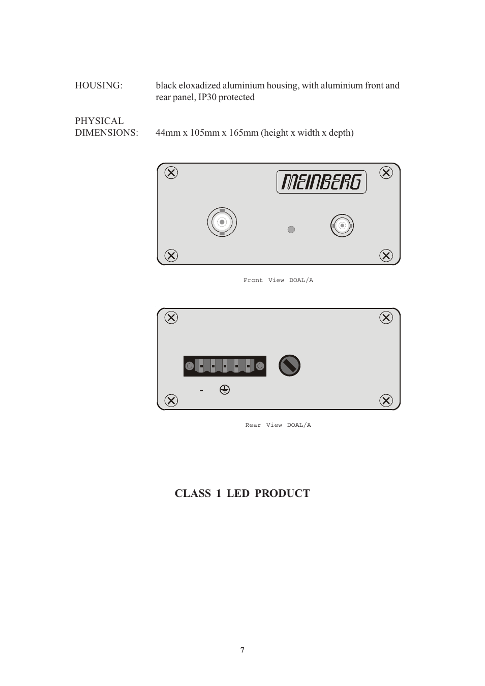 Class 1 led product | Meinberg DOAL User Manual | Page 7 / 10