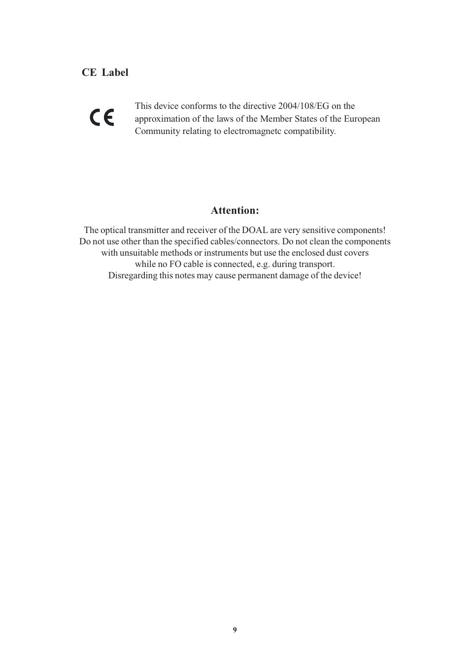 Ce label | Meinberg DOAL User Manual | Page 9 / 10