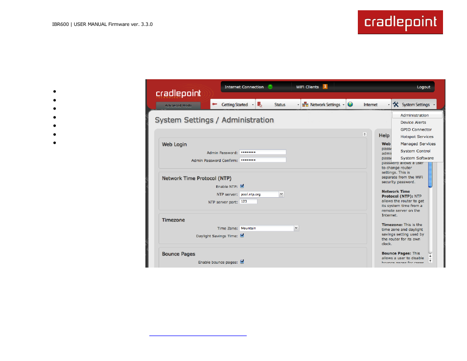 8 system settings | Cradlepoint IBR600 User Manual | Page 115 / 152