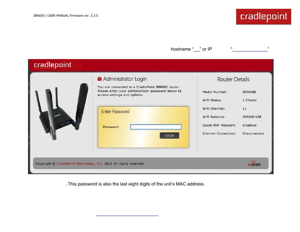1 administrator login | Cradlepoint IBR600 User Manual | Page 22 / 152