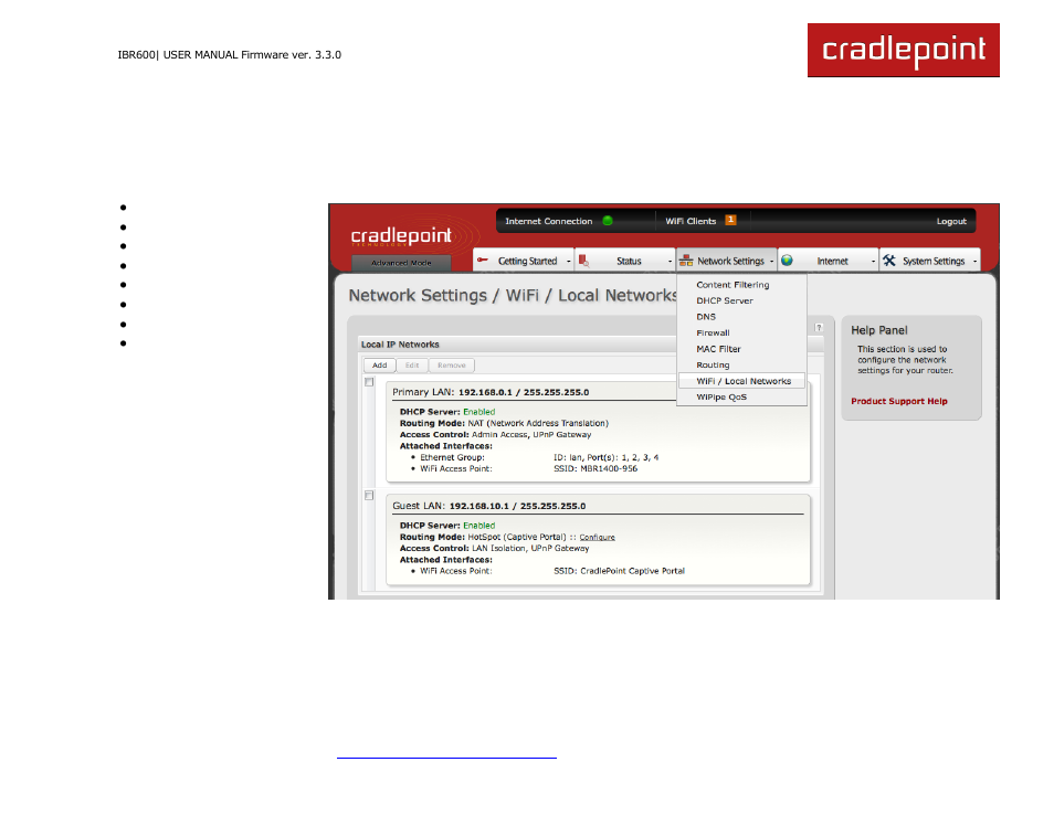 6 network settings | Cradlepoint IBR600 User Manual | Page 46 / 152