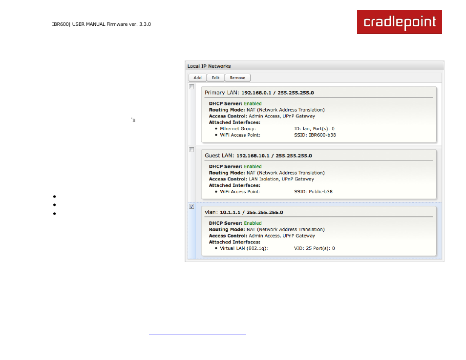 7 wifi / local networks | Cradlepoint IBR600 User Manual | Page 61 / 152