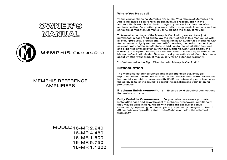 Memphis 16MR11200 User Manual | 8 pages