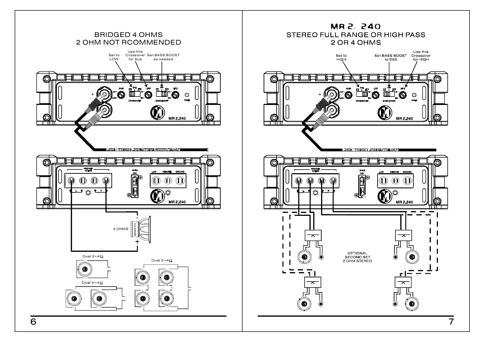 Bridged 4 ohms 2 ohm not rcommended | Memphis 16MR11200 User Manual | Page 4 / 8