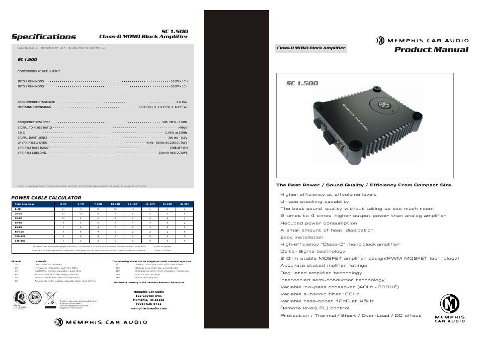 Memphis 16SC1500 User Manual | 2 pages